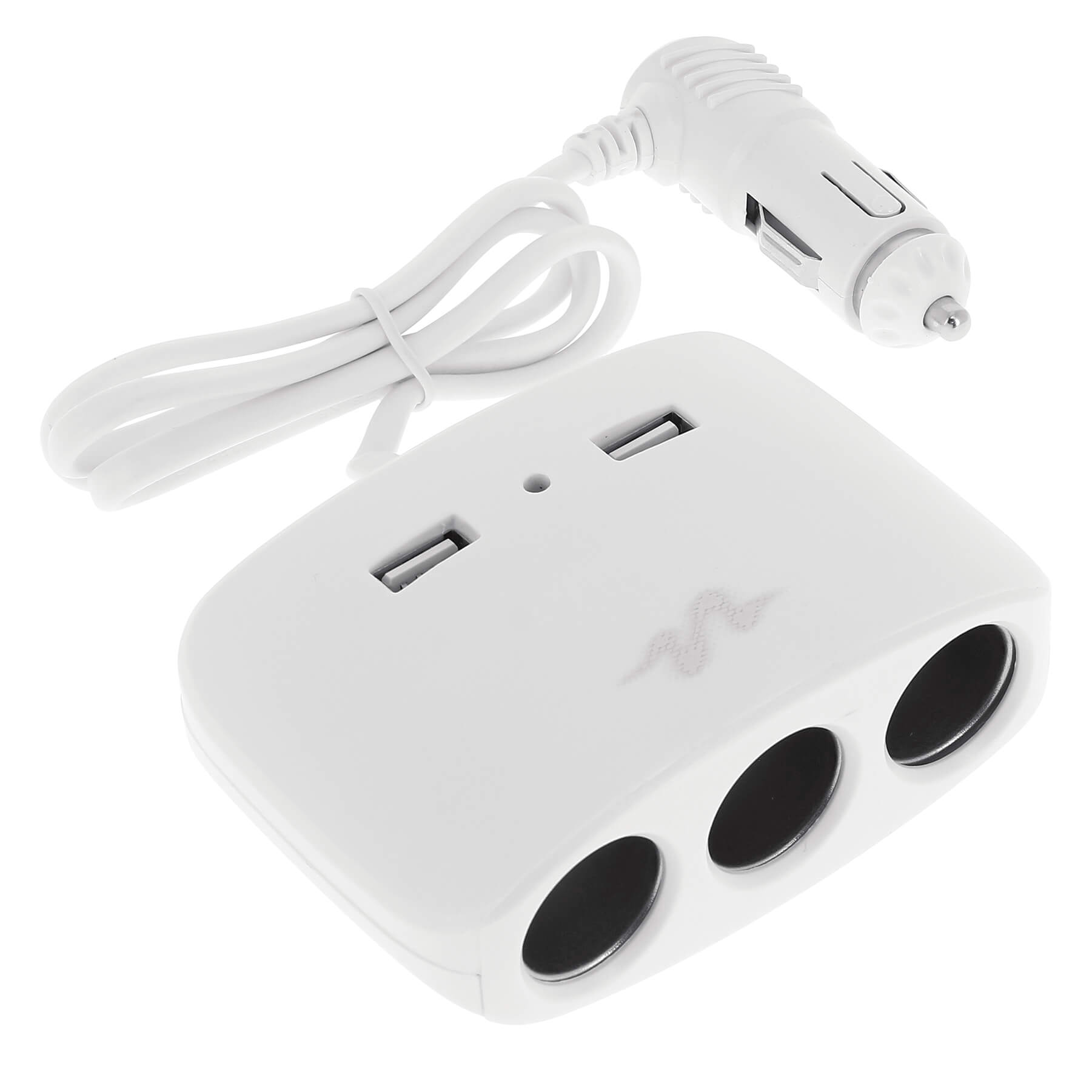 3 cigar lighter power strips + 2 USB 2.1a - white