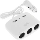 3 stekkerdozen voor sigarettenaansteker + 2 USB 2.1a - wit PULSE - MLS511W