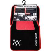 Set di 4 tappetini in moquette rossa e alluminio Race Sport - AFT3000