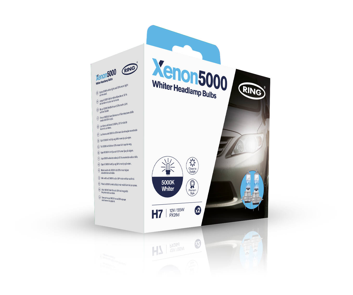 2 H7 bulbs - 12V 55W XENON5000 high performance