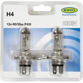 2 BOMBILLAS H4 12V 60/55W P43T (BLISTER) ANILLO RING - RW472