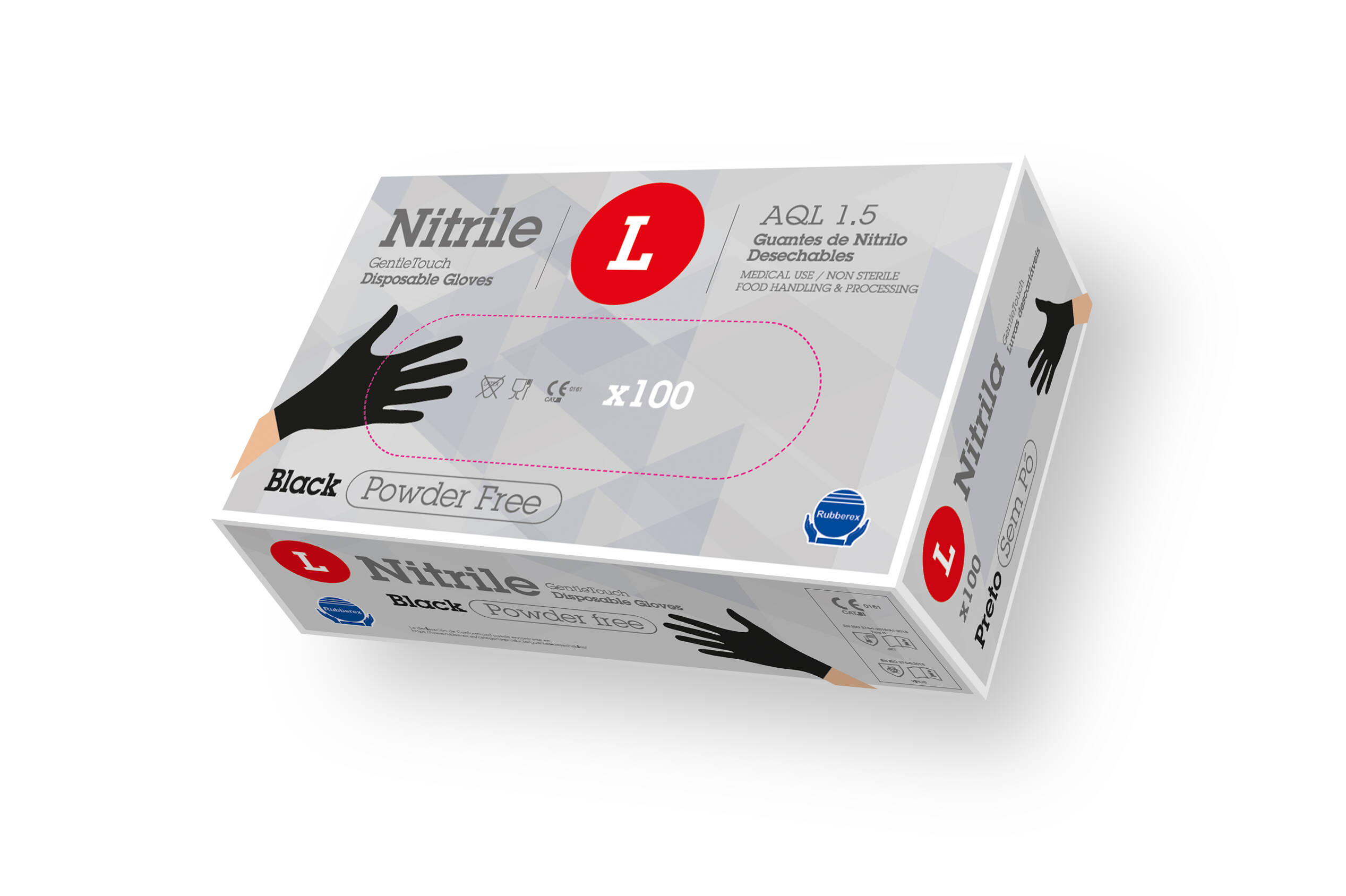 Nitrile glove x100 - Touch black - 3.5g - L