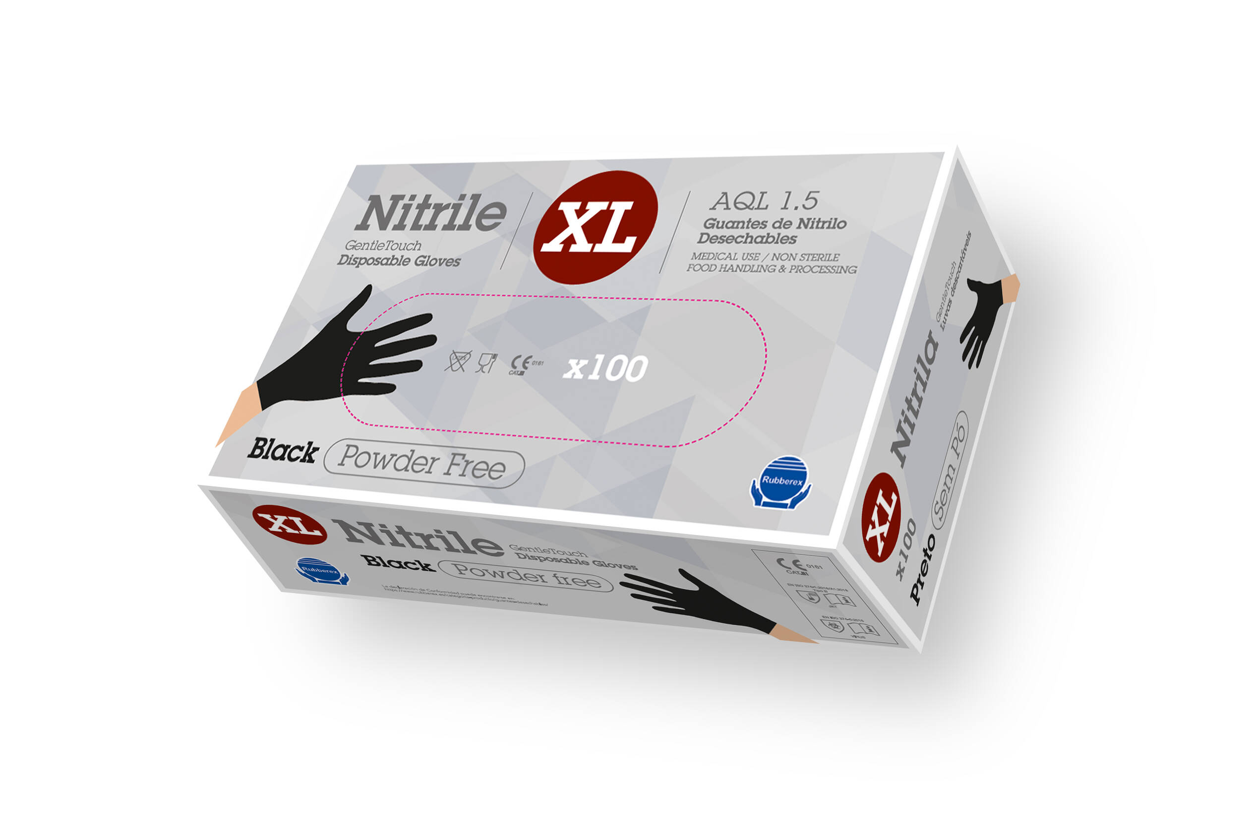 Nitrile glove x100 - Touch black - 3.5g - XL