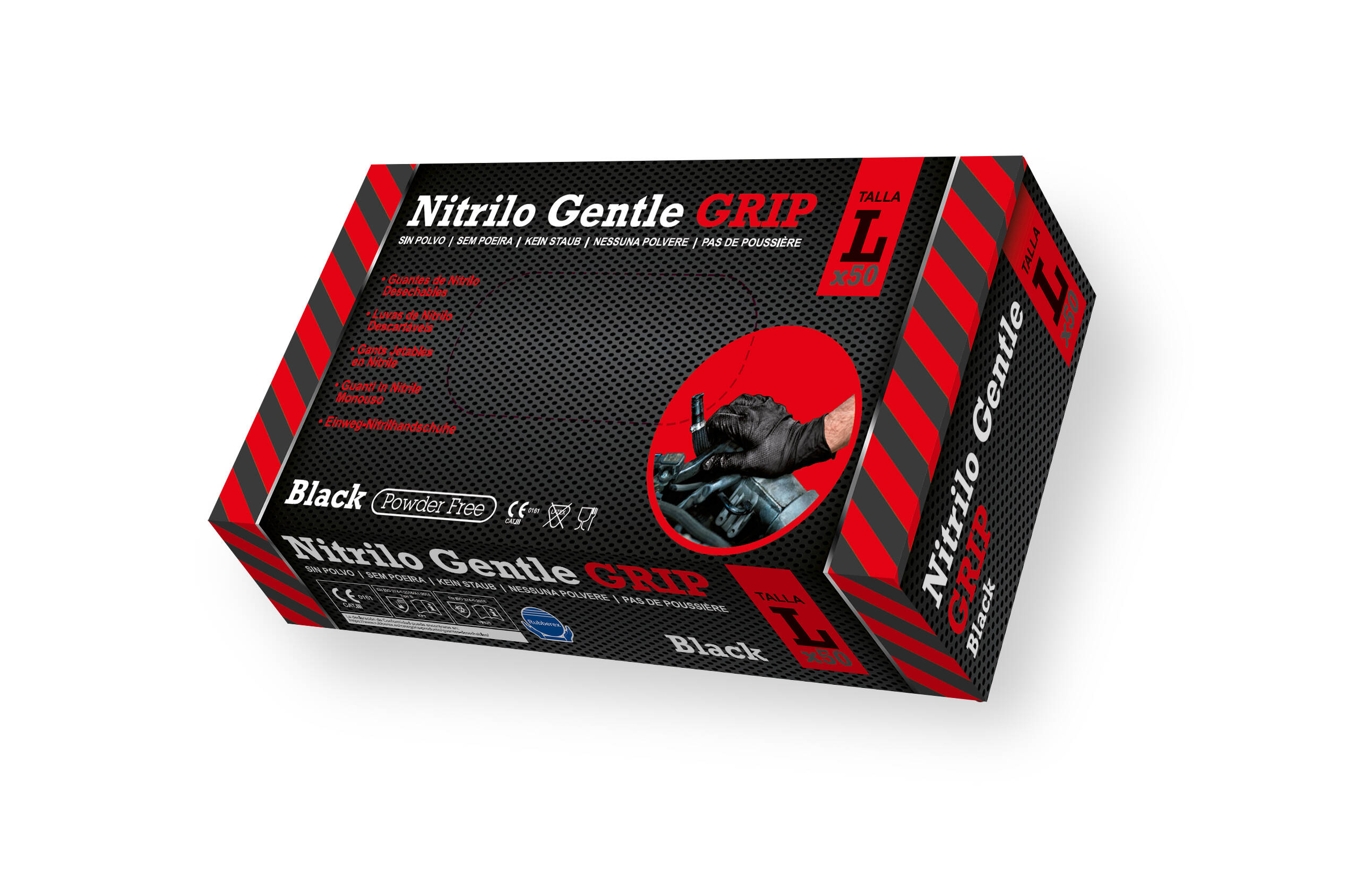 Nitrile glove x50 - Gentle grip black - L