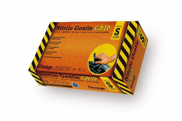 Nitrile glove x50 - Gentle grip orange - S