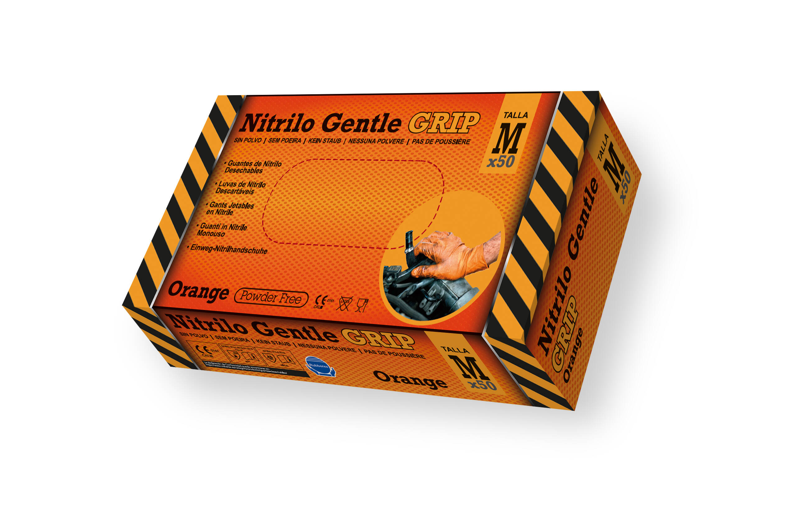 Nitrile glove x50 - Gentle grip orange - M