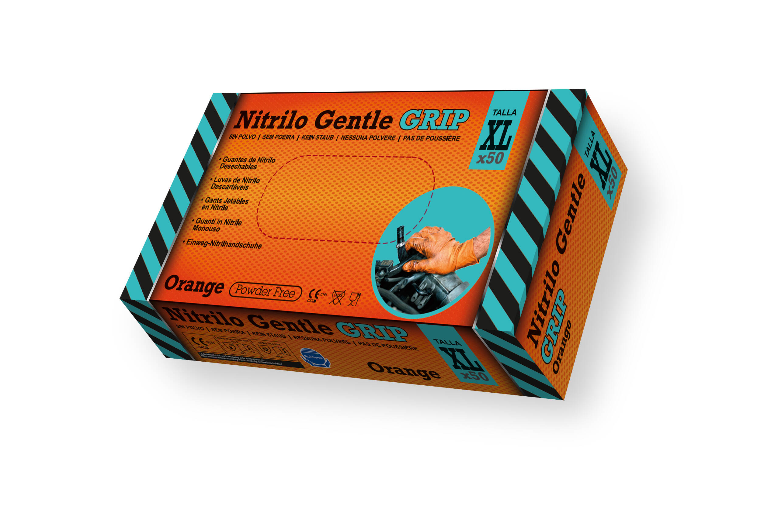 Nitrile glove x50 - Gentle grip orange - XL