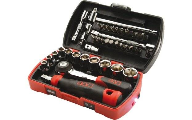 Mini case with socket wrench, 1/4" sockets and accessories 39 pieces