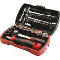 Mini case with socket wrench, 1/4" sockets and accessories 39 pieces SAM - 73-R39Z