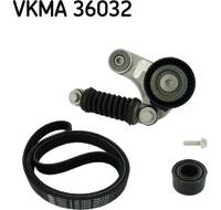 Kit Courroie Trapézoïdale ContiTech 6PK1613K1 - Compatible Audi A4 B6/B7, Avec Poulie De Tension Et Renvoi - 14