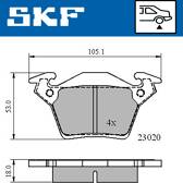 Rear brake pad set SKF - VKBP 90568