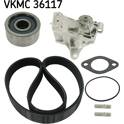 Water Pump + V-Ribbed Belt Kit SKF - VKMC 36117