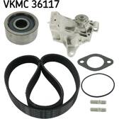 Water Pump + V-Ribbed Belt Set SKF - VKMC 36117