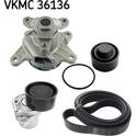 Water Pump + V-Ribbed Belt Set SKF - VKMC 36136