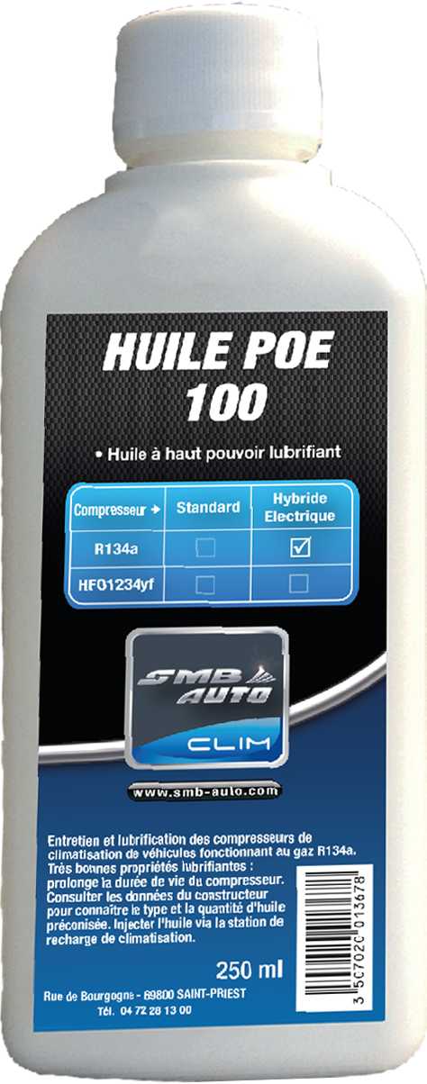 Oil POE100 spec. hybrid./elec. SMB Autoclim - 250ml