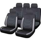 Fundas de asiento Nápoles - 12 piezas - Negro con costuras grises SWISSDRIVE - SCN012G