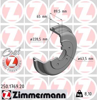 Tambour de frein ZIMMERMANN 250.1769.20