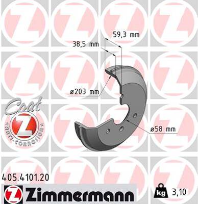 Tambour de frein ZIMMERMANN 405.4101.20