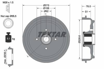 Tambour de frein TEXTAR 94037900