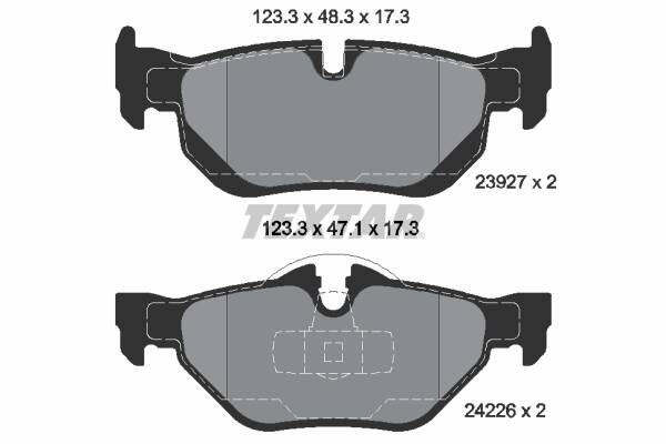 Rear brake pad set