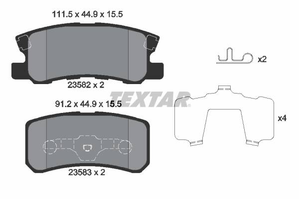 Rear brake pad set