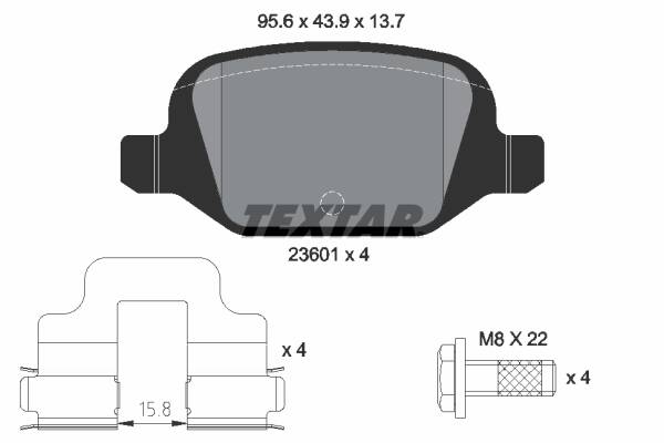 Rear brake pad set