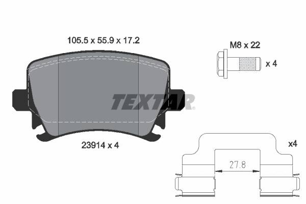 Rear brake pad set