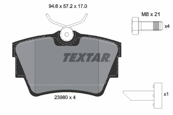 Rear brake pad set