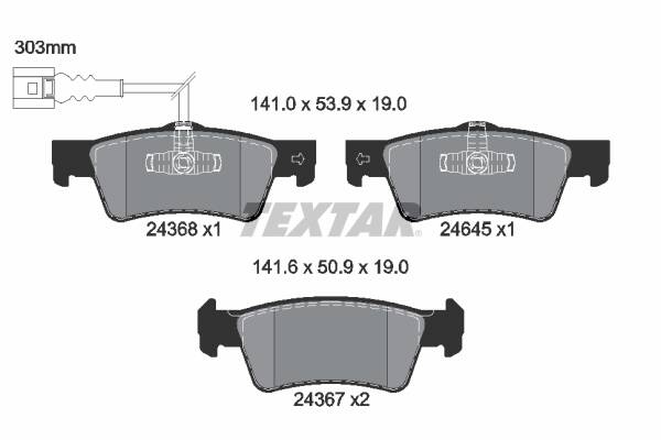 Rear brake pad set