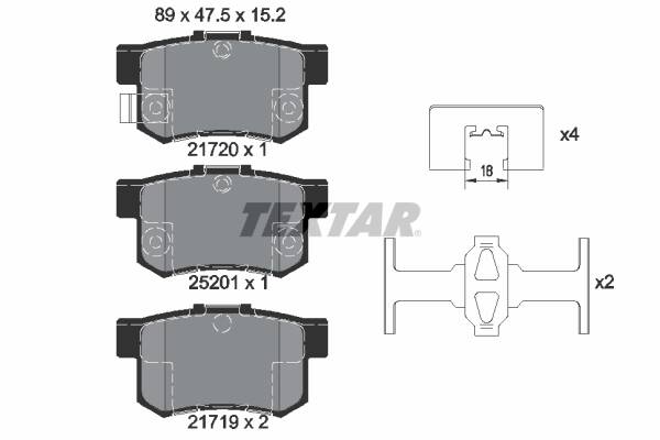 Rear brake pad set