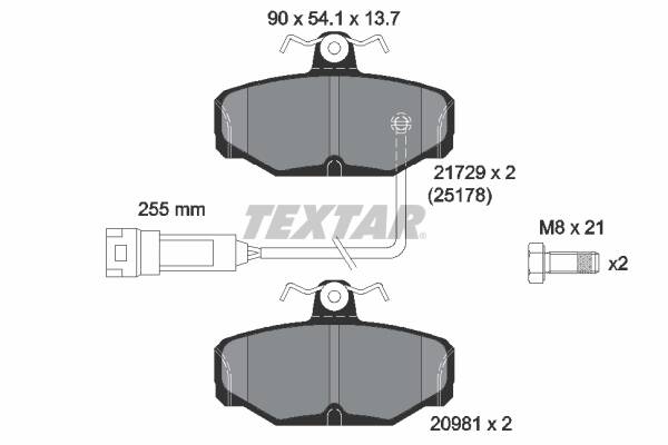 Rear brake pad set
