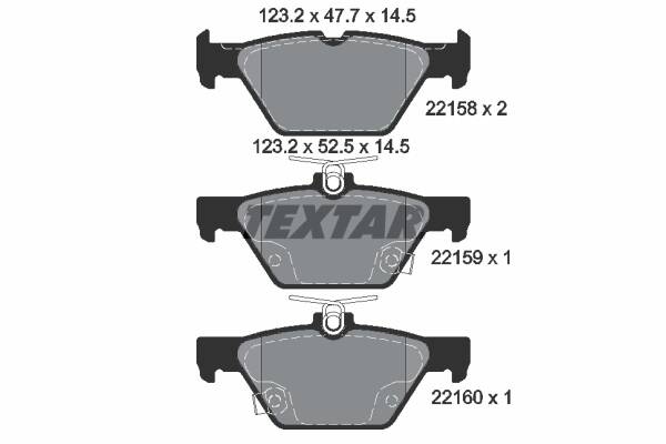 Rear brake pad set
