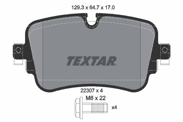 Rear brake pad set