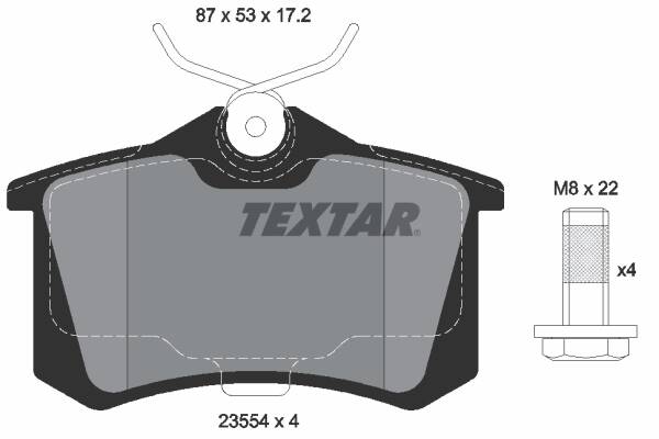 Rear brake pad set