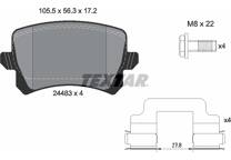Rear brake pad set