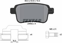 Rear brake pad set