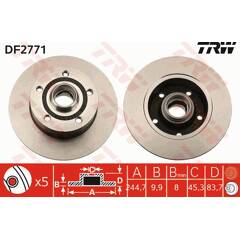 Jeu de 2 disques de frein TRW - DF2771