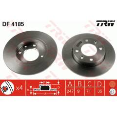 Jeu de 2 disques de frein TRW - DF4185