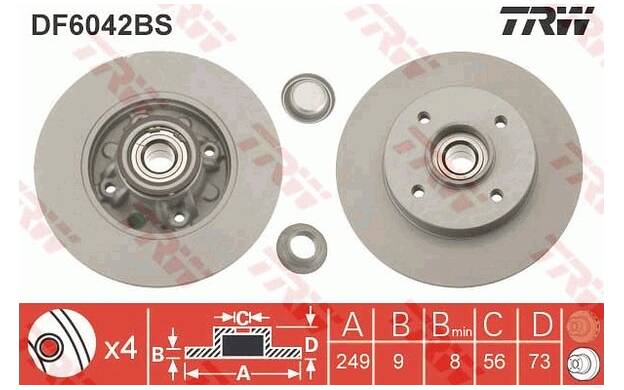 Disque de frein (à l'unité) TRW DF6042BS | MISTER AUTO
