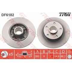 Jeu de 2 disques de frein TRW - DF6182