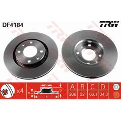 Jeu de 2 disques de frein TRW - DF4184