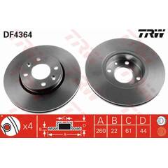 Jeu de 2 disques de frein TRW - DF4364