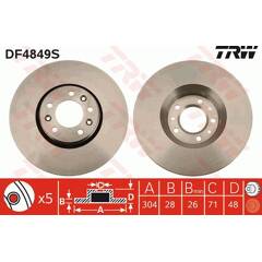Disque de frein (à l'unité) TRW - DF4849S