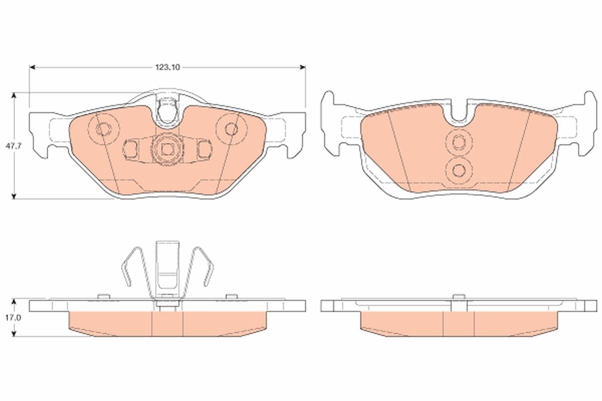 Rear brake pad set