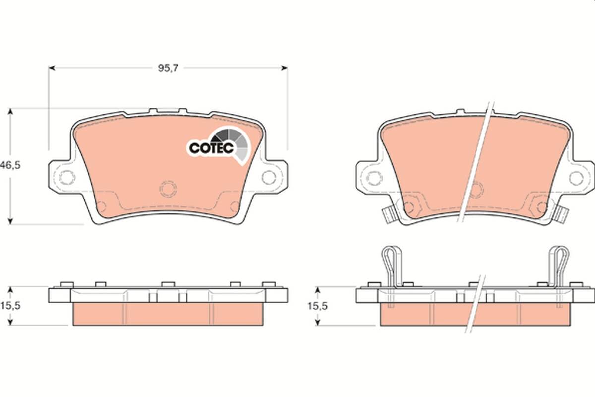 Rear brake pad set