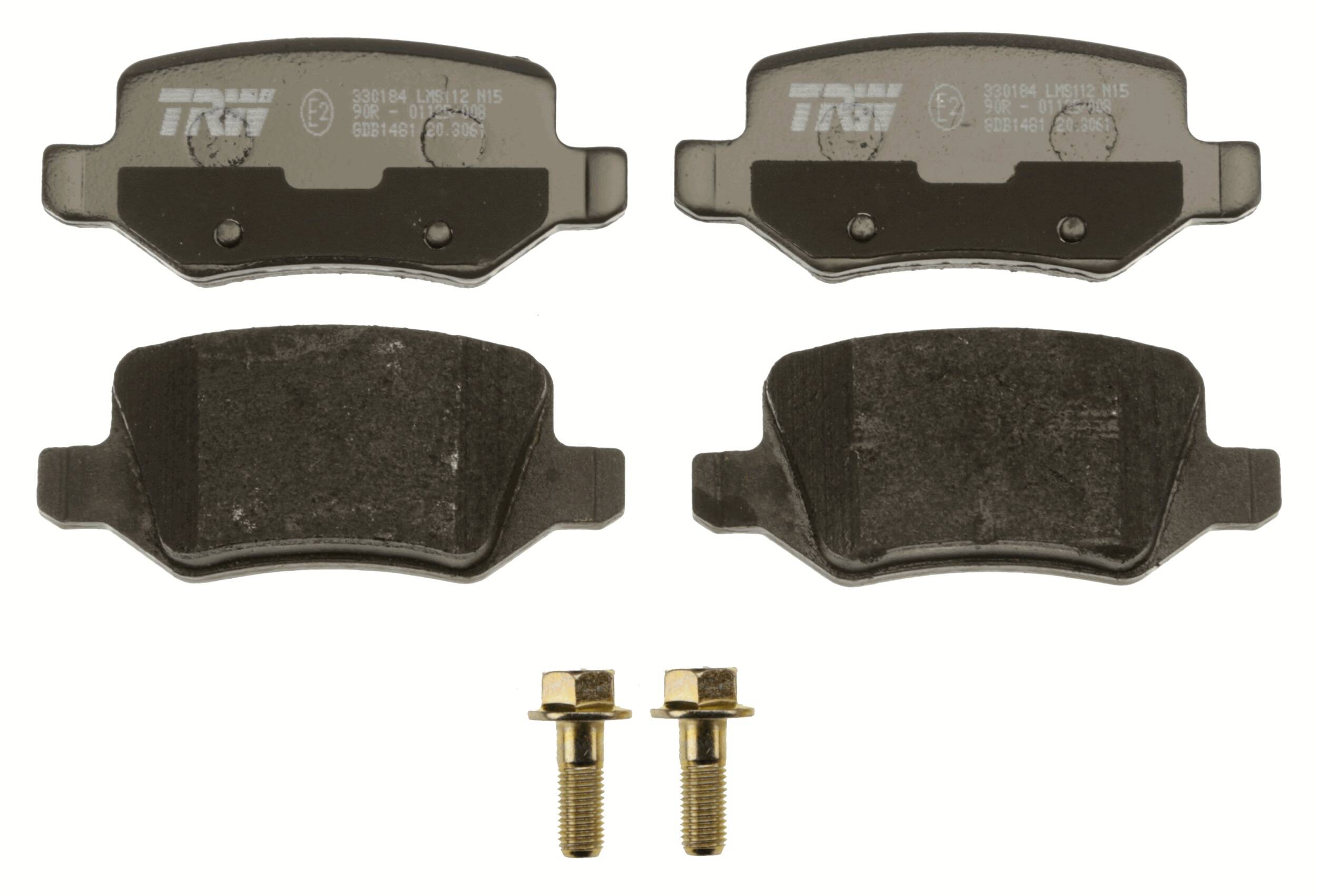 Rear brake pad set