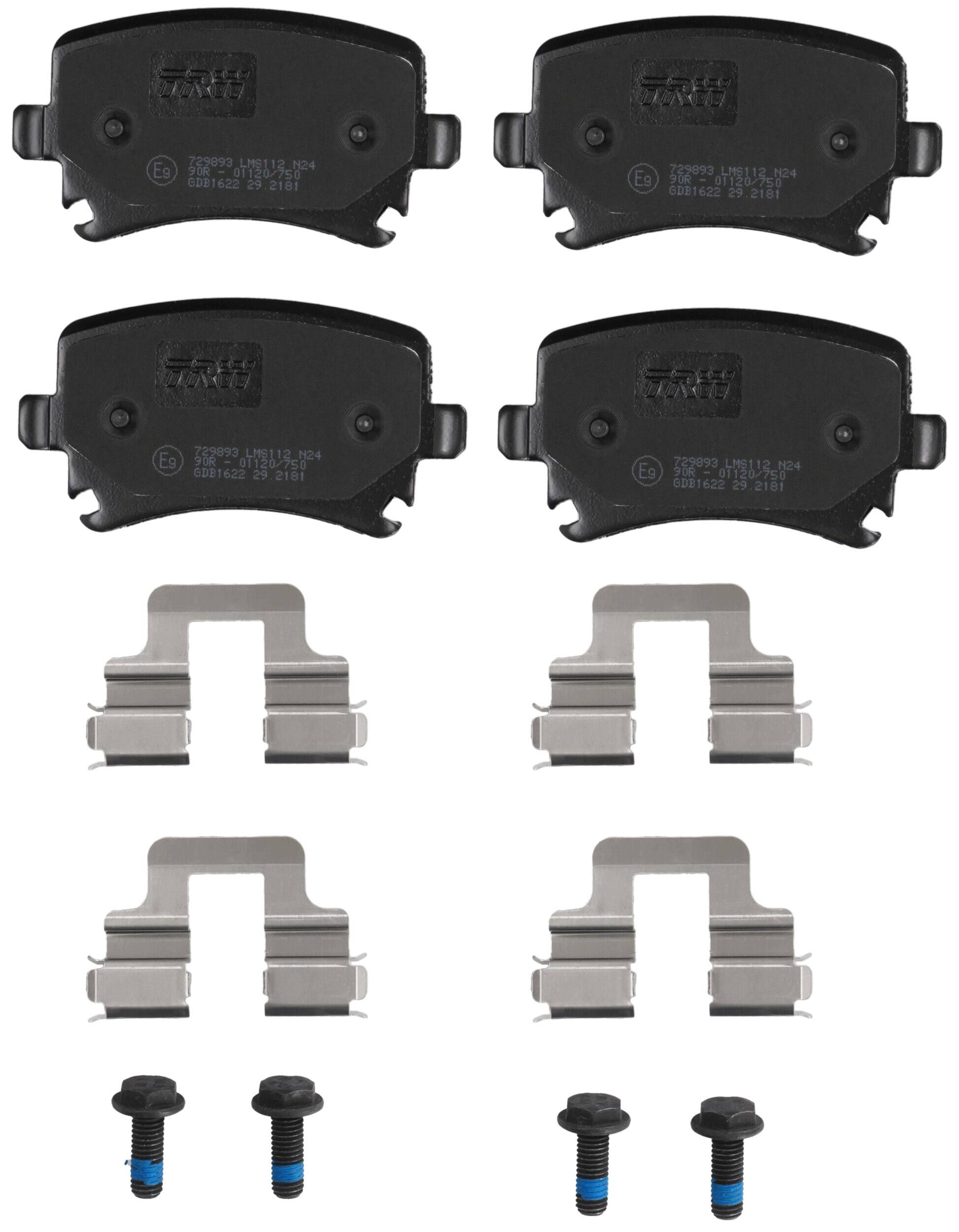 Rear brake pad set
