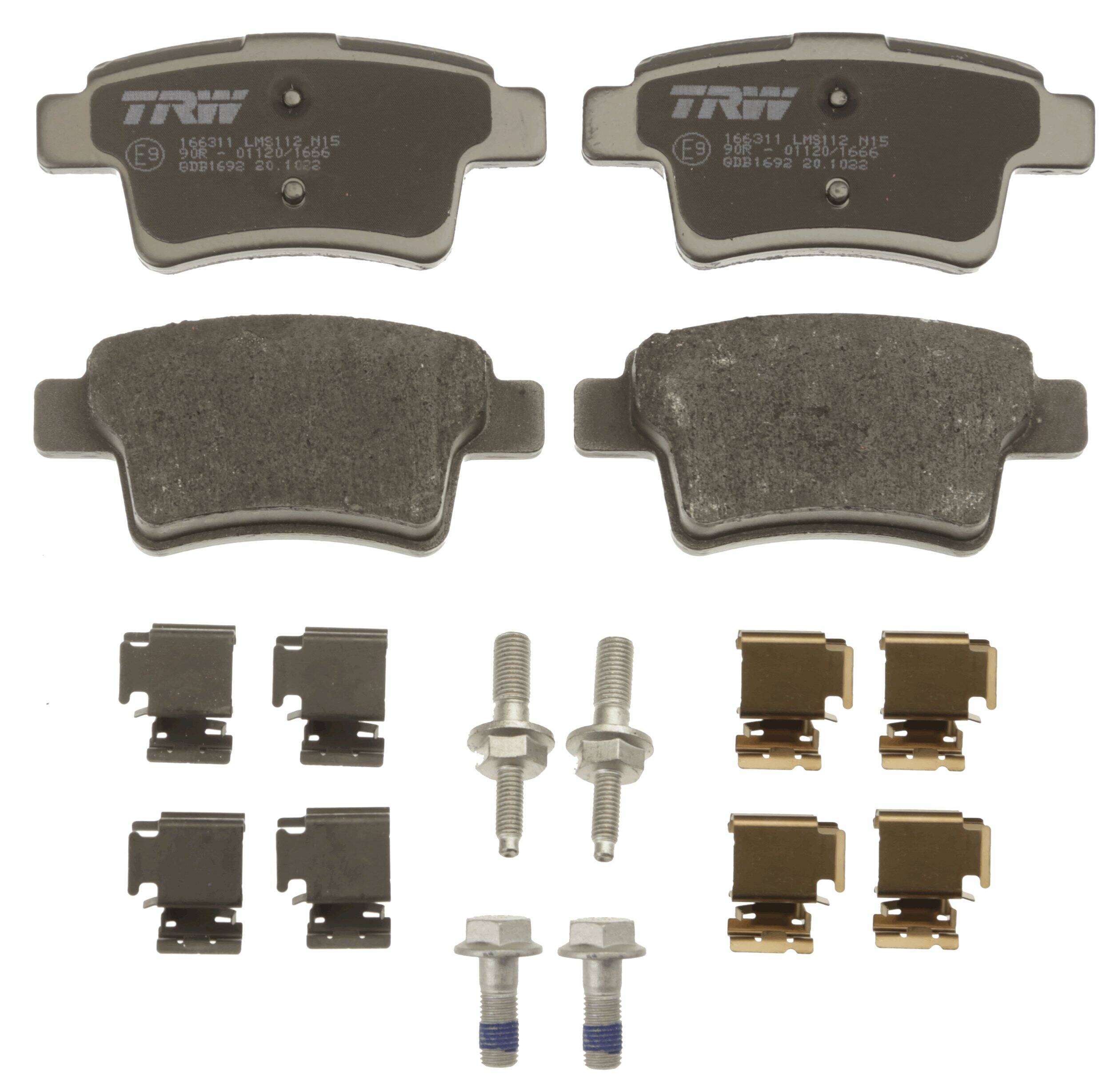 Rear brake pad set