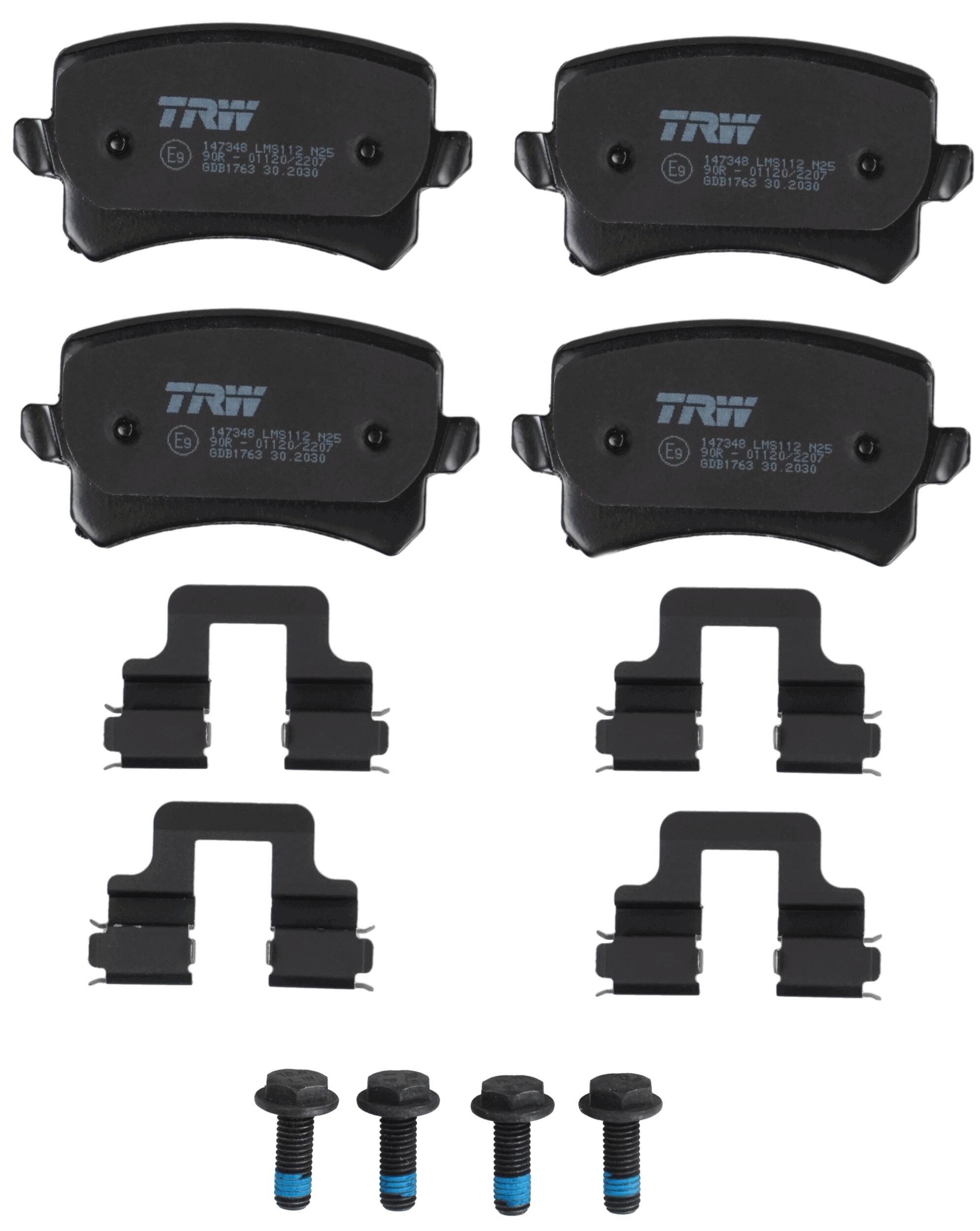 Rear brake pad set