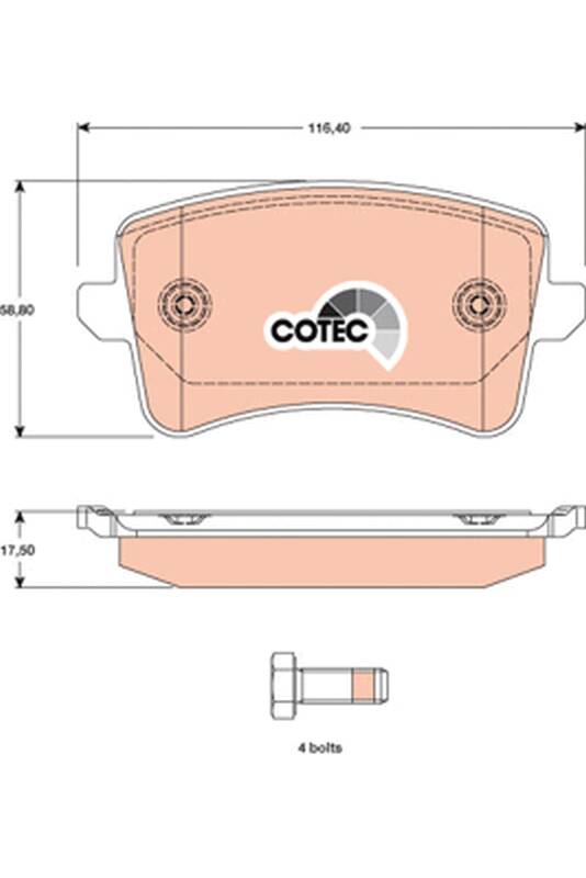 Rear brake pad set